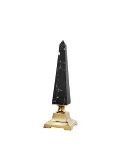 Layford Small Gold & Black Marble Obelisk