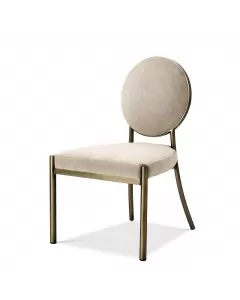 Scribe Dark Brass & Greige Velvet Dining Chair - Ex Display 