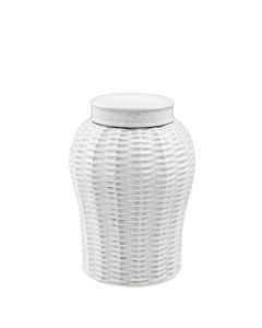 Fort Meyers Small White Ceramic Rattan Vase