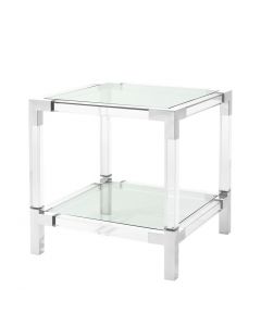 Royalton Acrylic & Polished Stainless Steel Side Table