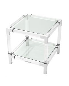 Royalton Acrylic & Polished Stainless Steel Side Table