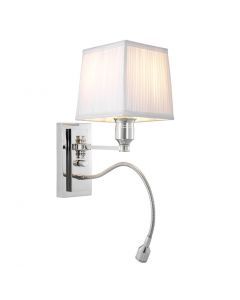 ELLINGTON NICKEL AND WHITE PLEATED WALL LAMP WITH READING LIGHT