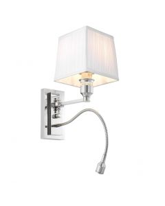 ELLINGTON NICKEL AND WHITE PLEATED WALL LAMP WITH READING LIGHT