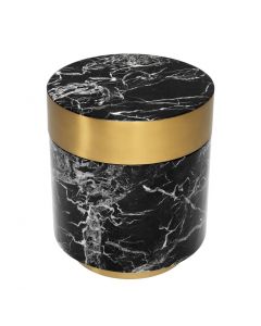 Caron Black Faux Marble Side Table