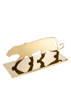 Panther Silhouette Brass Plated Statue 