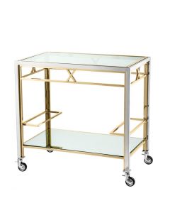 Lindon polished stainless steel and gold trolley 