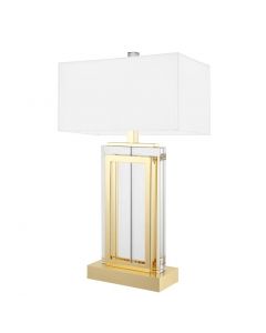 Eichholtz Arlington Crystal Glass & Gold Table Lamp with White Shade