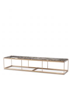 La Quinta Brushed Brass Coffee Table with Grey Marble Top 
