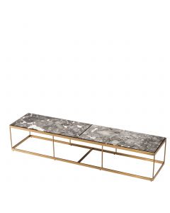 La Quinta Brushed Brass Coffee Table with Grey Marble Top 