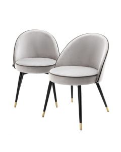 Cooper Set of 2 Roche Light Grey Velvet Dining Chairs 