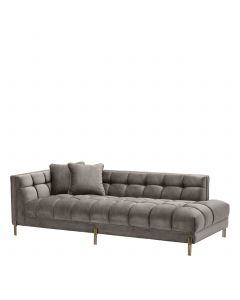 Sienna Savona Grey Velvet Lounge Sofa - Left