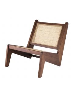 Aubin Classic Brown Chair with Rattan Cane Webbing