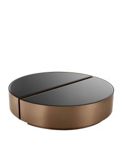 Astra Brushed Copper & Black Glass Coffee Table - Set of 2 