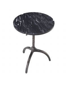 Cortina Vintage Brass & Black Marble Side Table
