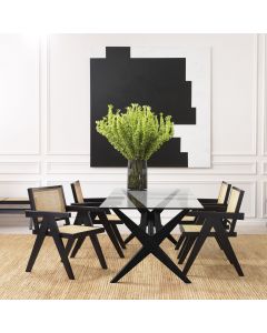 Aristide Black Dining Chair Chair with Rattan Cane Webbing 