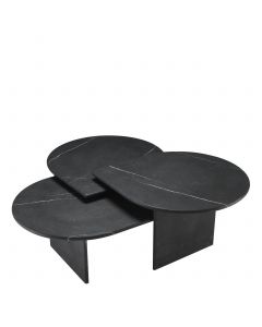 Naples Honed Black Marble Coffee Table - Set of 3 