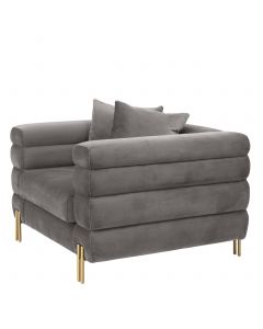 York Savona Grey Velvet Armchair