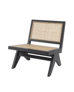 Romee Classic Black Armchair with Rattan Cane Webbing 