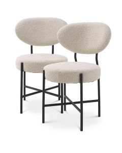 Vicq Boucle Cream Set of 2 Dining Chairs