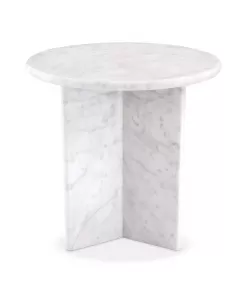 Pontini Honed White Marble Side Table