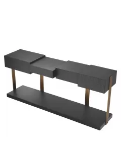 Nerone Charcoal Grey Oak & Brushed Brass Console Table