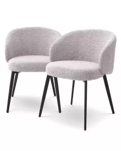 Lloyd Boucle Grey Dining Chair - Set of 2 with Arms
