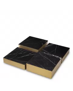 Esposito Brushed Brass & Black Marble Coffee Table - Set of 4