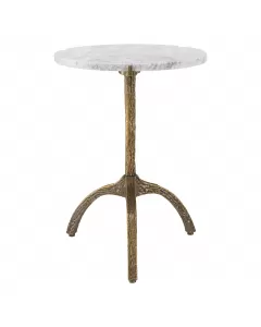 Cortina Oval Vintage Brass & White Marble Side Table