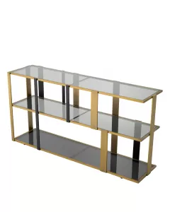 Clio Brushed Brass and Black Low Cabinet