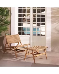 Laroc Natural Teak Outdoor Armchair & Footstool