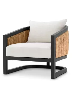 Aruba Classic Black & Natural Rattan Arm Chair 