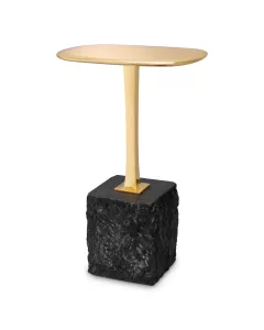 Kayan Polished Brass & Black Granite Small Side Table 