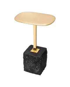 Kayan Polished Brass & Black Granite Small Side Table 