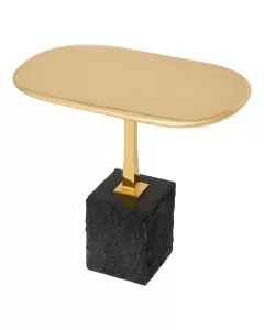 Kayan Large Black Granite & Polished Brass Side Table 