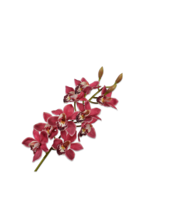 Orchid Red/Cream Cymbidium Artificial Stem 93cm