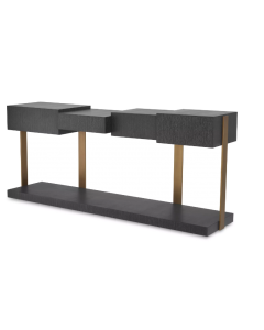 Nerone Charcoal Grey Oak & Brushed Brass Console Table