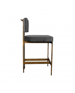 Worlds Away Baylor Bronze Counter Stool with Grey Velvet Cushion