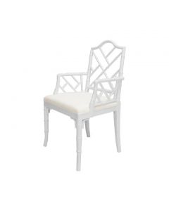 Bristol Chippendale Bamboo White Dining Armchair