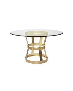 Cannon Antique Brass Dining Table with Glass Top 