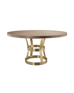 Cannon Antique Brass Dining Table with Radial Walnut Top