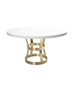 Cannon Antique Brass Dining Table with White Lacquer Top