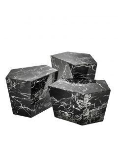 Prudential Black Faux Marble Coffee Table - Set of 3
