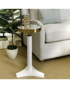 Fenway White & Antique Brass Side Table