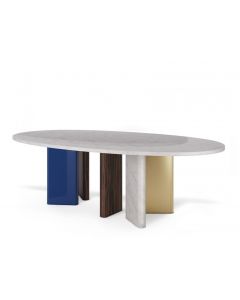Peninsula Dining Table - Customise Marble, Metal, Wood, Lacquer