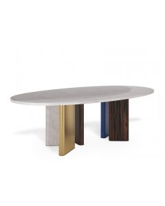 Peninsula Dining Table - Customise Marble, Metal, Wood, Lacquer