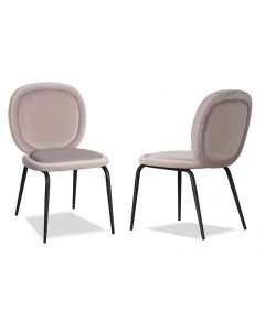 Belux Kaster Light Grey Velvet Dining Chair - Set of 2