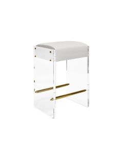 Indy Acrylic & Brass Counter Stool with White Vinyl Cushion 