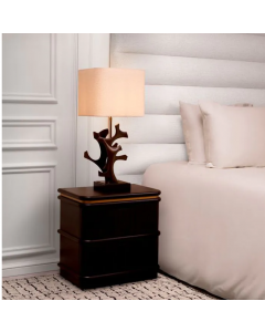 Agape Table Lamp: Brass body, bronze finish, granite base, bouclé shade - James Said luxury furniture
