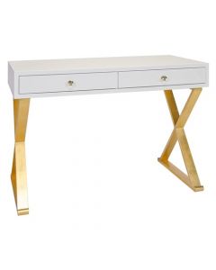 Worlds Away Jared White Lacquer Desk/ Console 