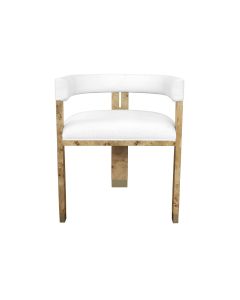 Jude Burl Wood & White Linen Dining Chair front